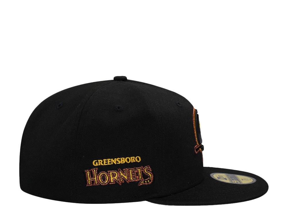 New Era Greensboro Hornets Black Yellow Prime Edition 59Fifty Fitted Gorra