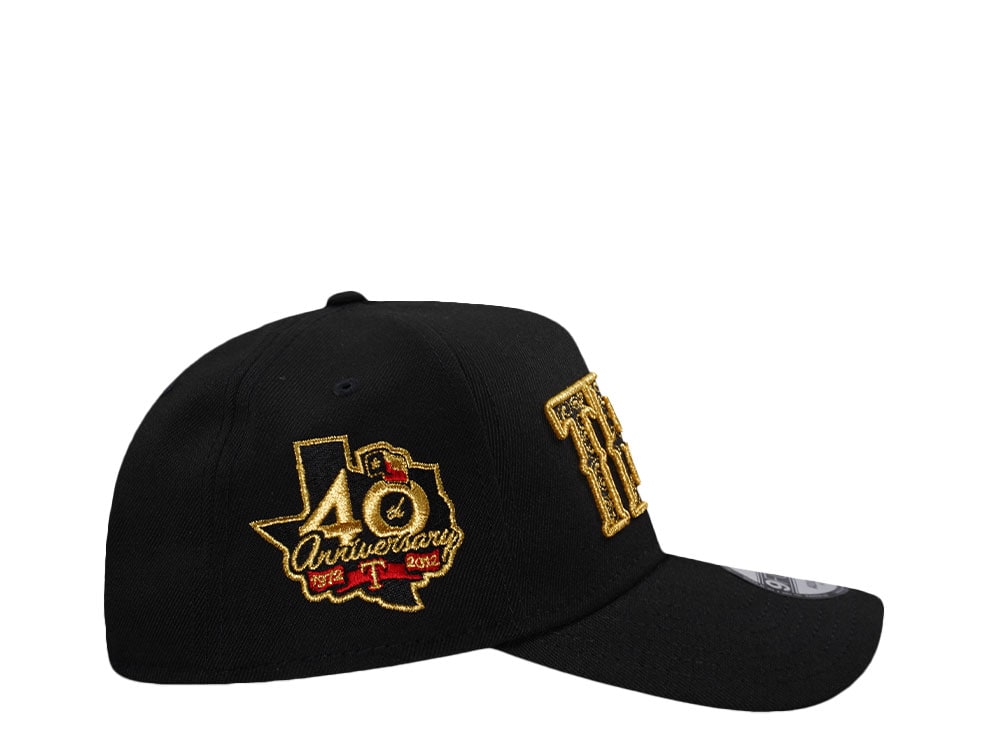 New Era Texas Rangers 40th Anniversary Metallic Black Prime Edition 9Forty A Frame Snapback Gorra