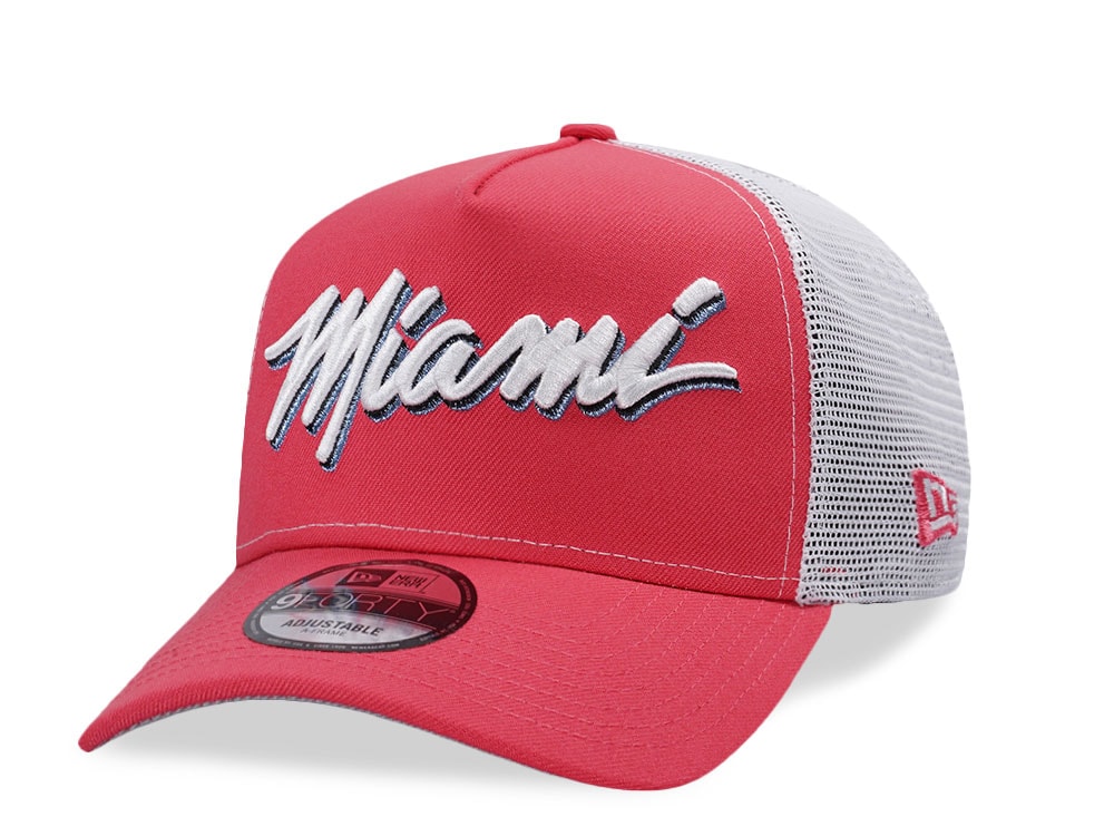 New Era Miami Heat Coral Pink Prime Edition 9Forty A Frame Trucker Snapback Gorra