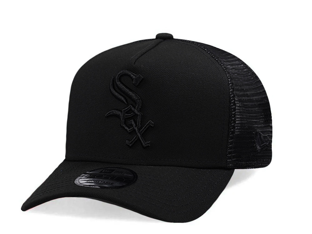 New Era Chicago White Sox Black On Black Edition 9Forty A Frame Trucker Snapback Gorra