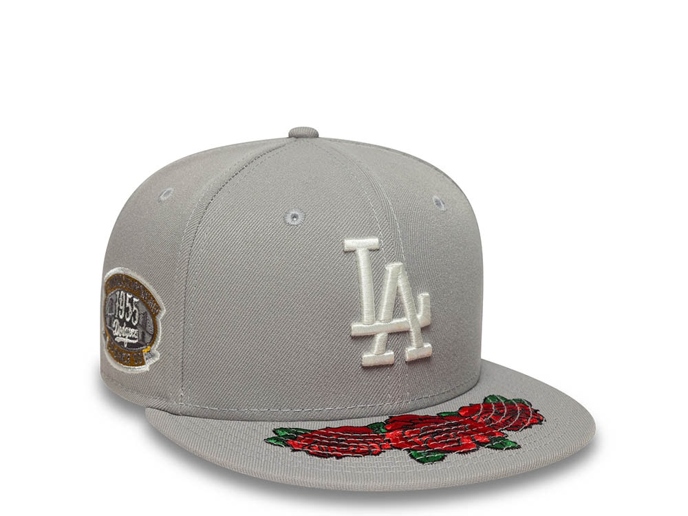 New Era Los Angeles Dodgers World Championship 1955 Floral Gray Prime Edition 59Fifty Fitted Gorra