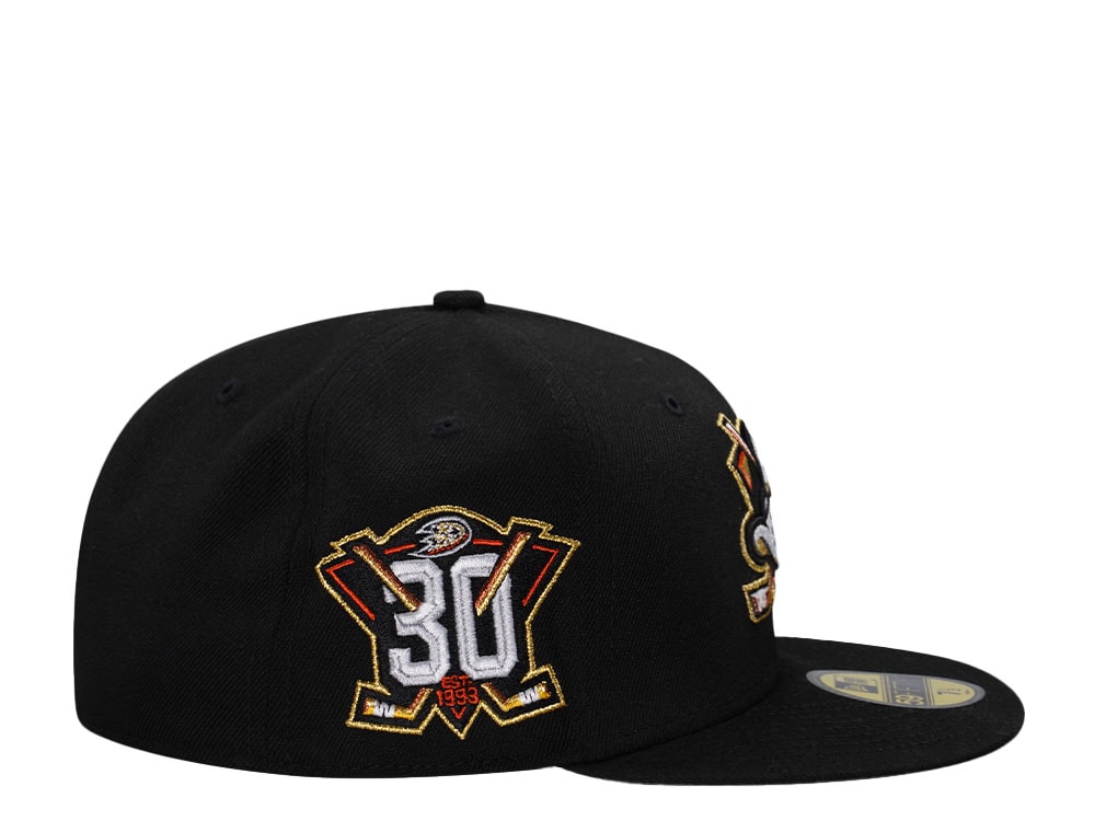 New Era Anaheim Ducks 30th Anniversary Black Metallic Edition 59Fifty Fitted Gorra