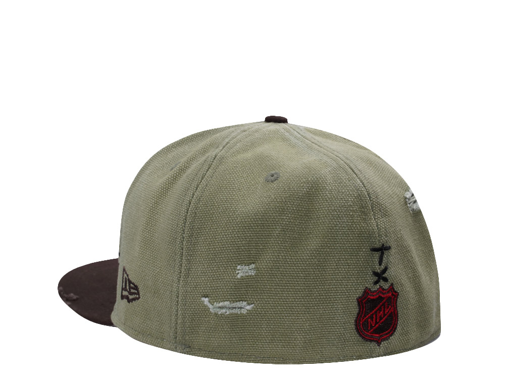 New Era Anaheim Ducks 10th Anniversary Washed Canvas Rifle Green Two Tone Horror Edition 59Fifty Fitted Gorra