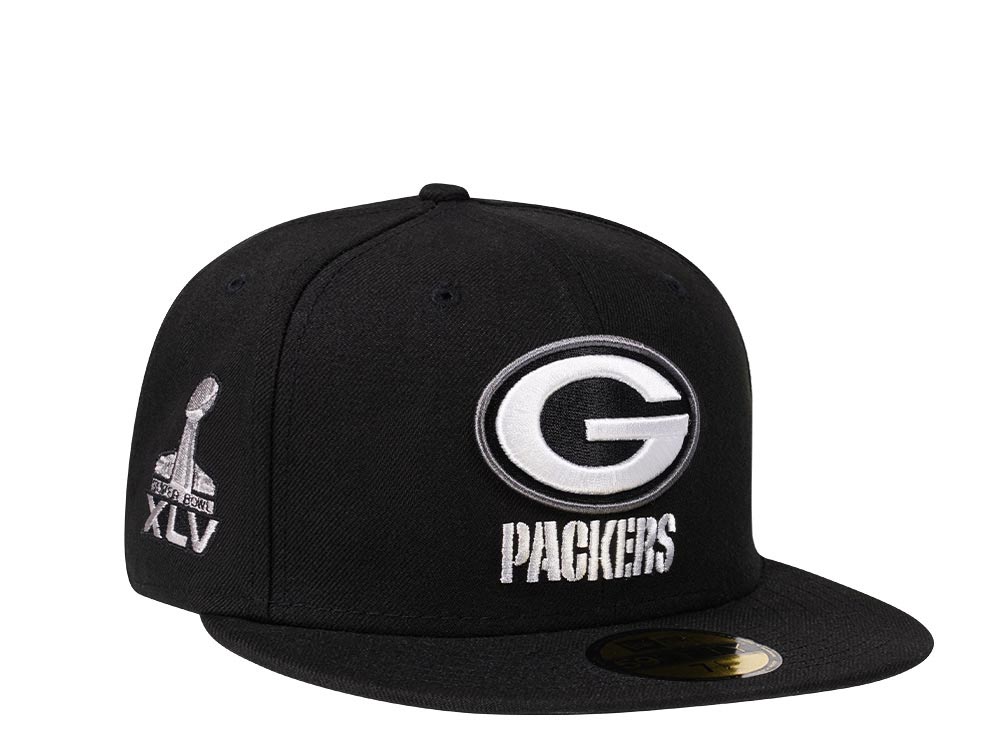 New Era Green Bay Packers Super Bowl XLV Steel Black Edition 59Fifty Fitted Gorra