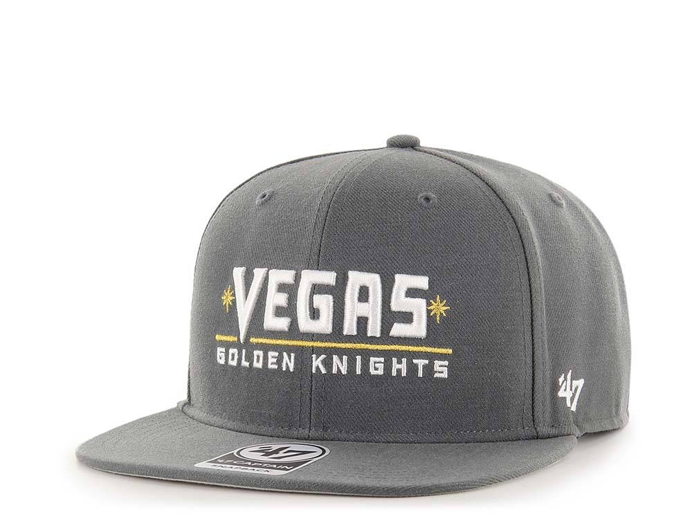 47Brand Vegas Golden Knights No Shot Charcoal Script Captain Snapback Gorra