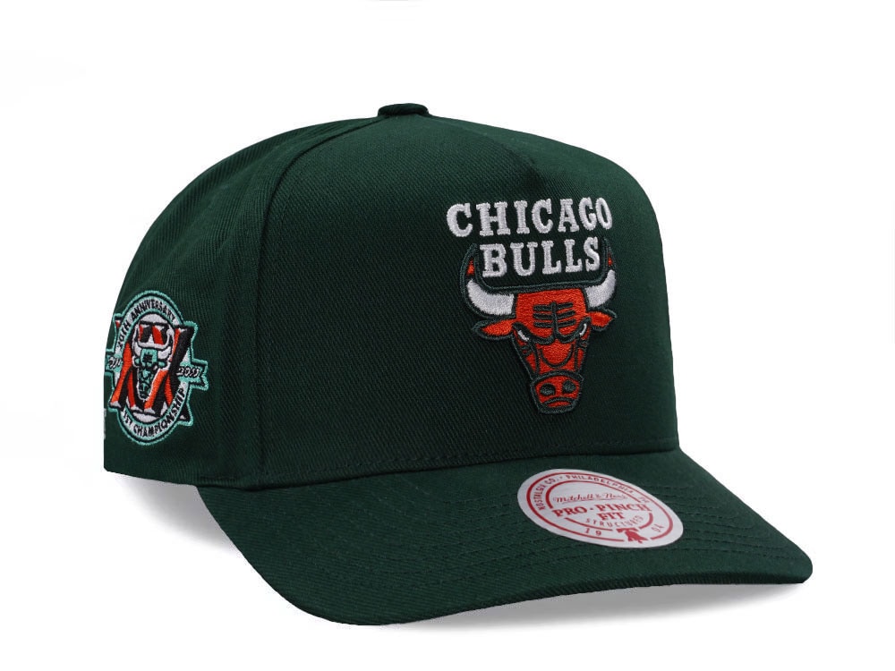 Mitchell & Ness Chicago Bulls 20th Anniversary Green Edition Pro Pinch Fit Snapback Gorra