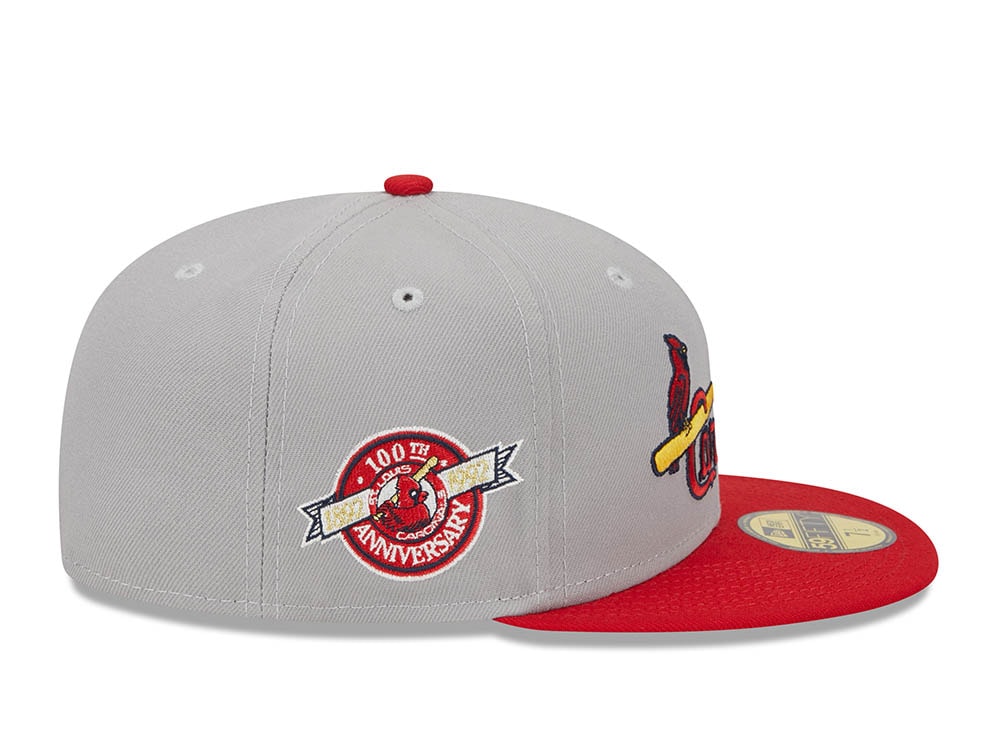 New Era St. Louis Cardinals Gray Retro Script 100th Anniversary Throwback Edition 59Fifty Fitted Gorra