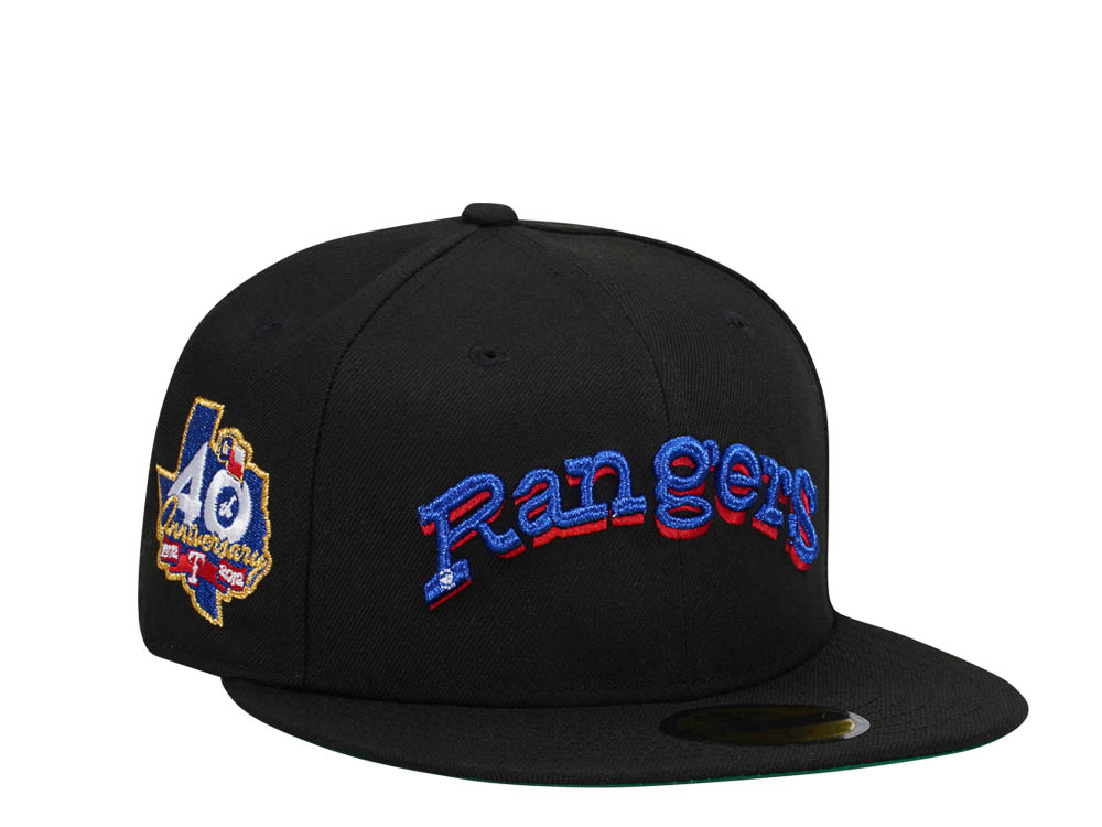 New Era Texas Rangers 40th Anniversary Black Dome Throwback Edition 59Fifty Fitted Gorra