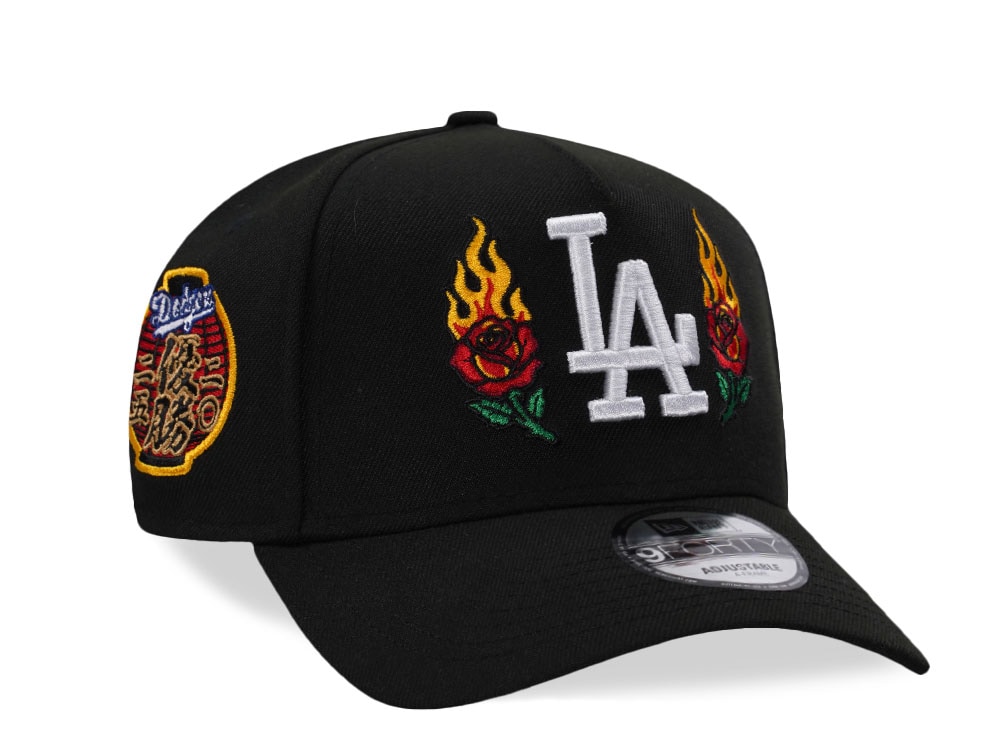 New Era Los Angeles Dodgers World Series Champions 2025 Fire Rose Black Prime Edition 9Forty A Frame Snapback Gorra