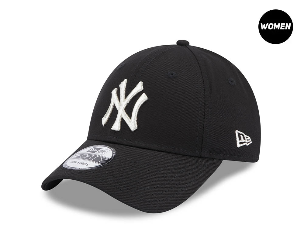 New Era New York Yankees Metallic Logo Black Womens 9Forty Snapback Gorra