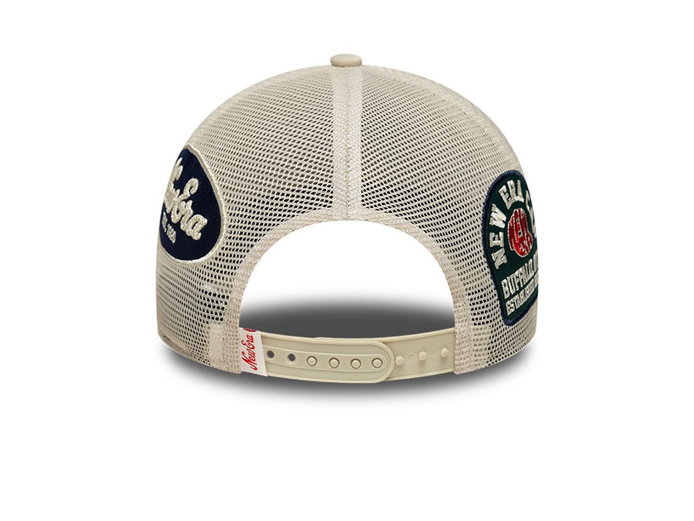 New Era Multi Patch Beige 9Forty M Crown A Frame Snapback Gorra