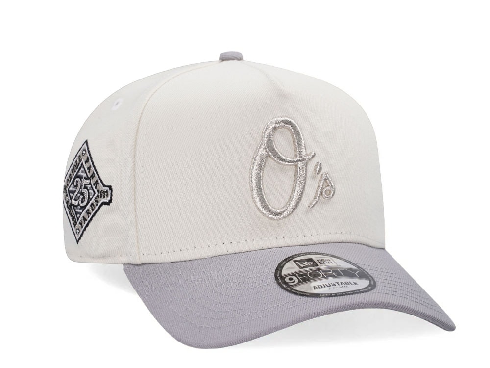 New Era Baltimore Orioles 25th Anniversary Metallic Chrome Two Tone 9Forty A Frame Snapback Gorra