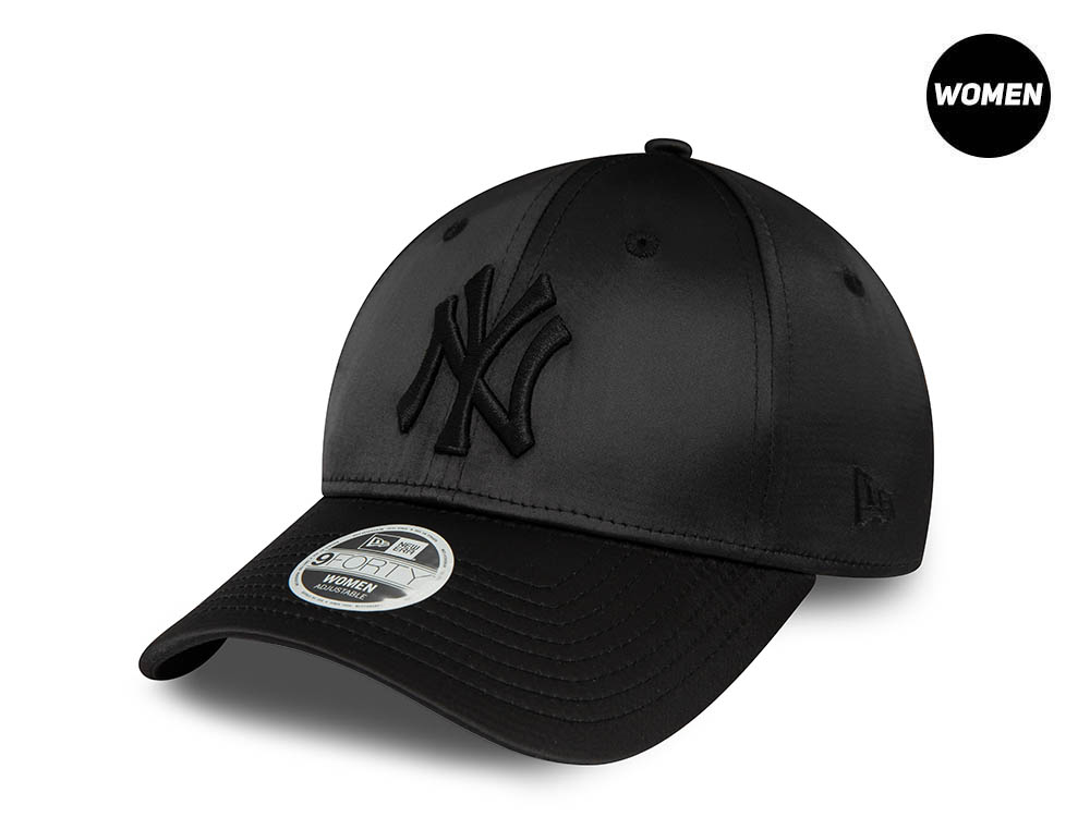 New Era New York Yankees Satin Black Womens 9Forty Strapback Gorra