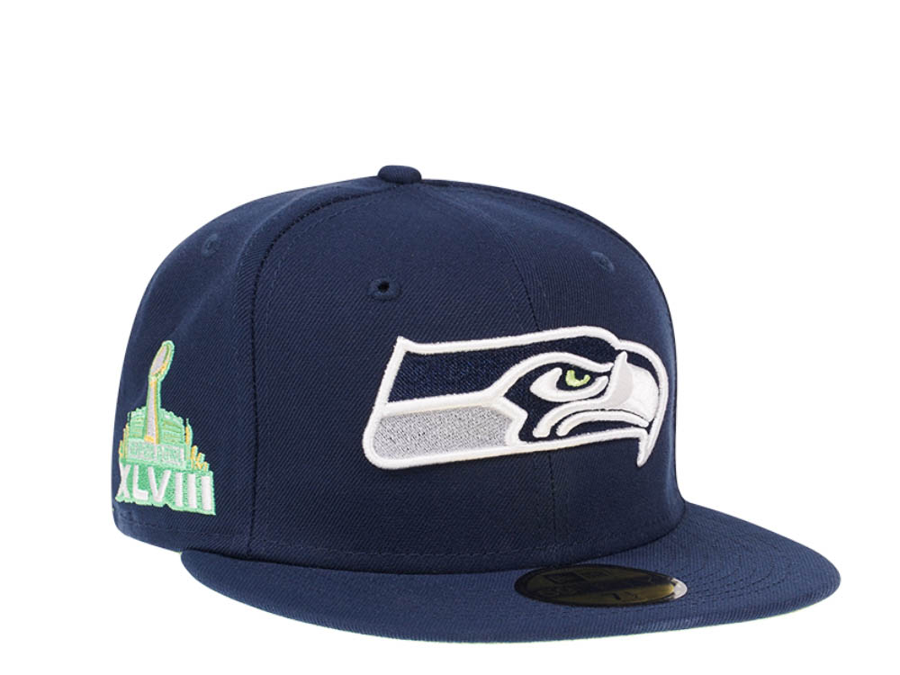 New Era Seattle Seahawks Citruspop Patch Super Bowl XLVIII 59fifty Fitted Gorra