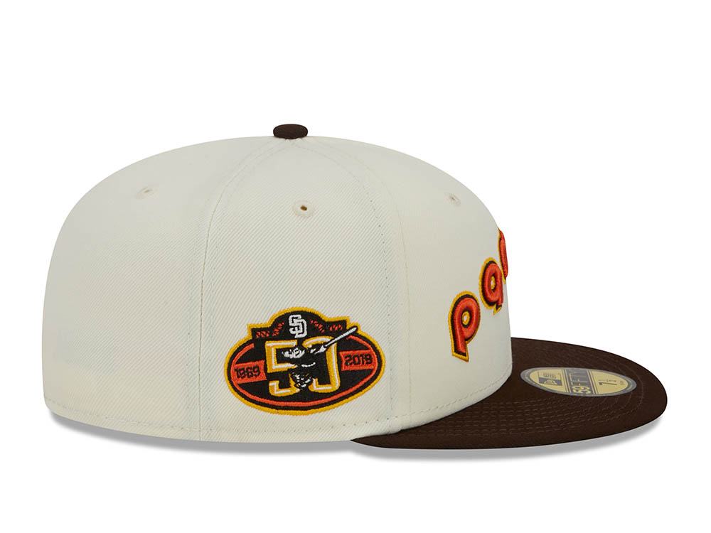 New Era San Diego Padres White Retro Script 50th Anniversary Throwback Edition 59Fifty Fitted Gorra