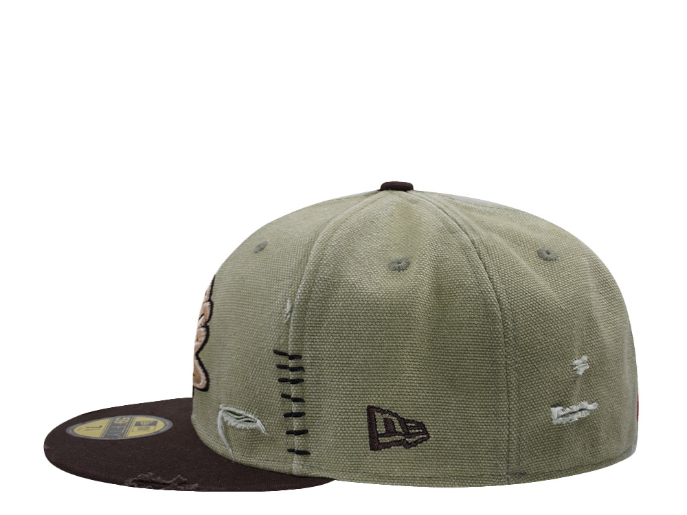 New Era Anaheim Ducks 10th Anniversary Washed Canvas Rifle Green Two Tone Horror Edition 59Fifty Fitted Gorra