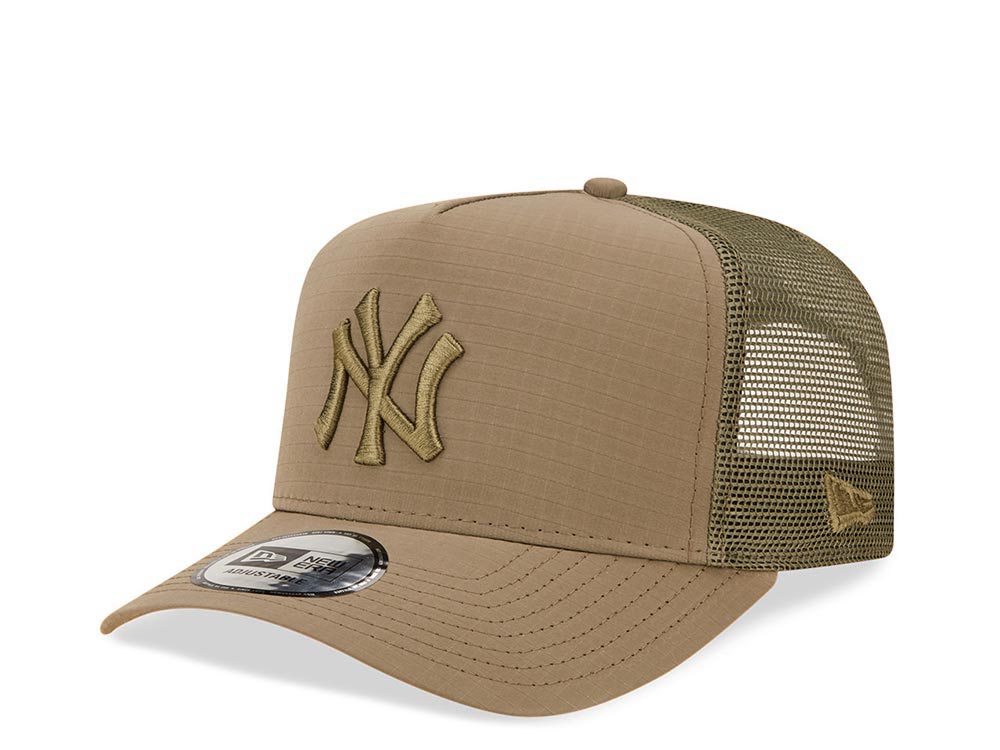 New Era New York Yankees Ripstop Olive A Frame Trucker Snapback Gorra