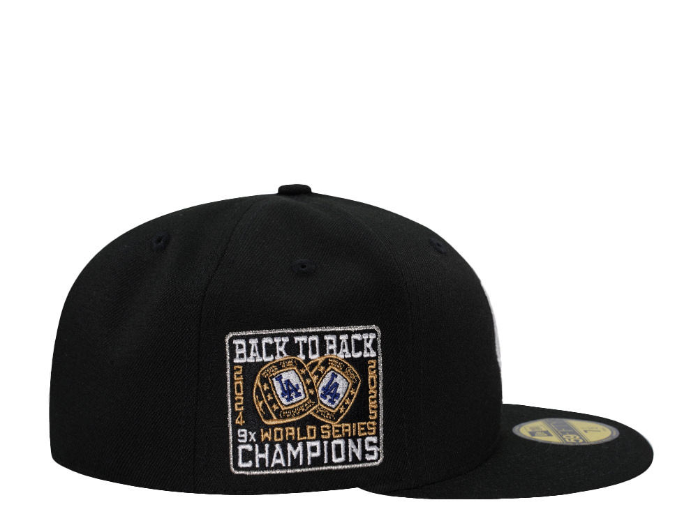 New Era Los Angeles Dodgers Back to Back World Series Champions Black Prime Edition 59Fifty Fitted Gorra
