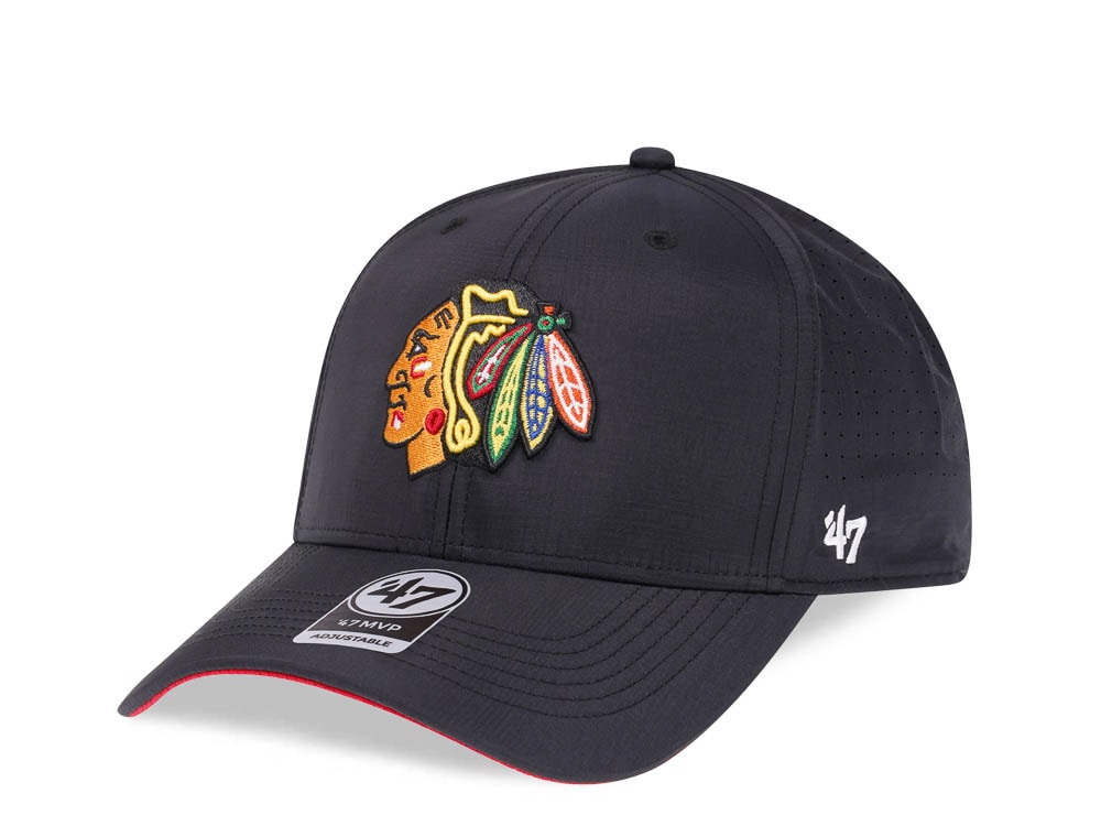 47Brand Chicago Blackhawks Black Back Line Nylon Strapback Gorra