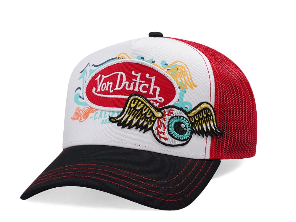Von Dutch Flying Eye Red White Trucker Snapback Gorra