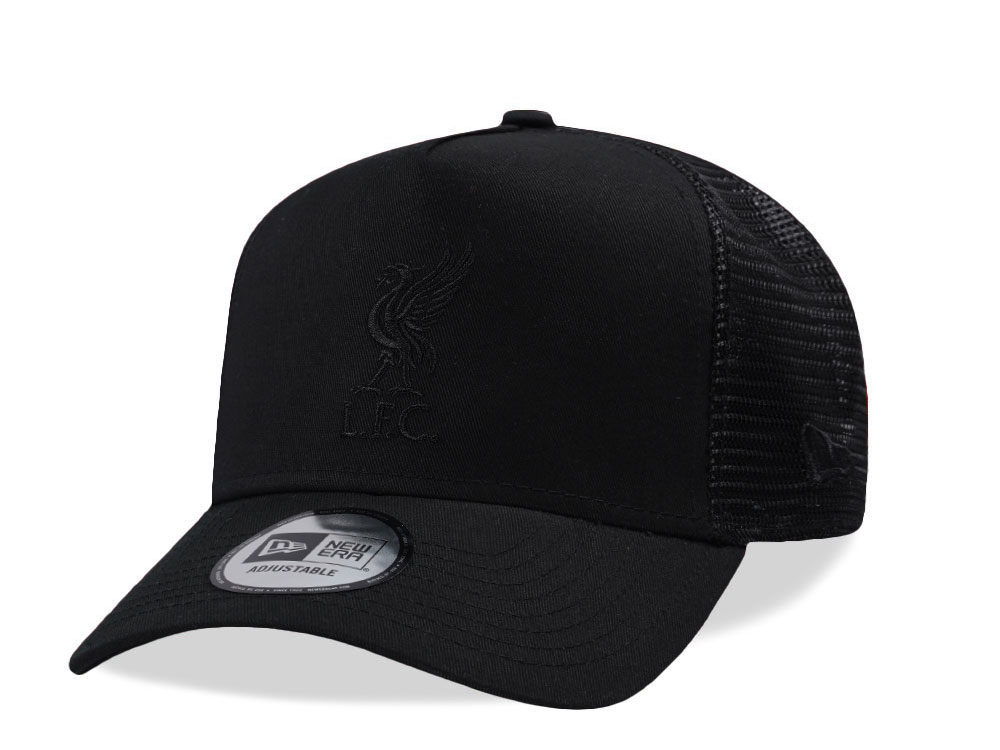New Era Liverpool FC Black on Black 9Forty A Frame Trucker Snapback Gorra