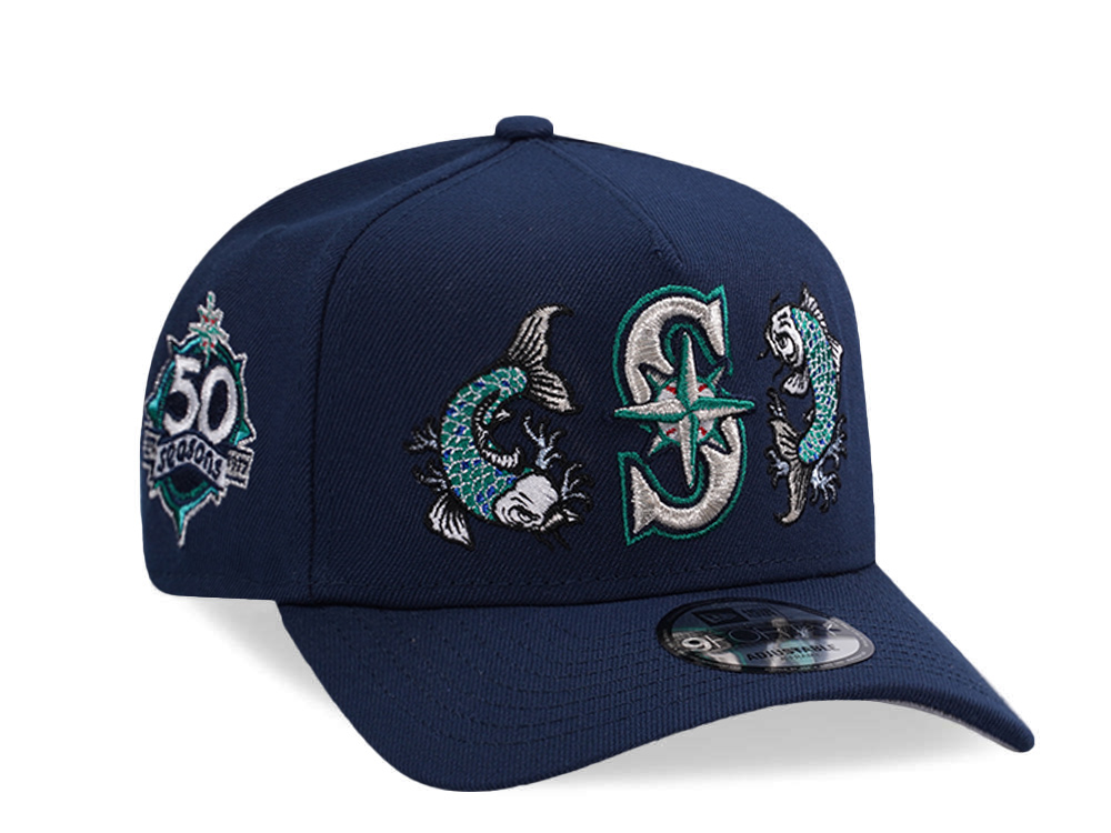 New Era Seattle Mariners 50th Anniversary Ocean Blue Prime Edition 9Forty A Frame Snapback Gorra