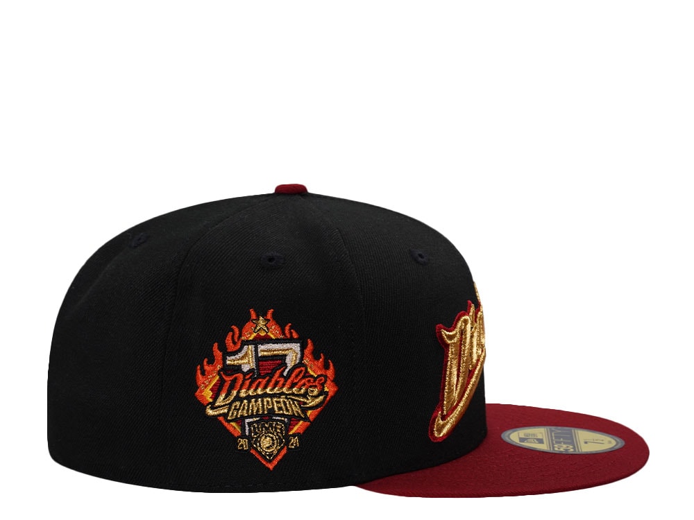 New Era Mexico Diablos Black And Red Two Tone Edition 59Fifty Fitted Gorra