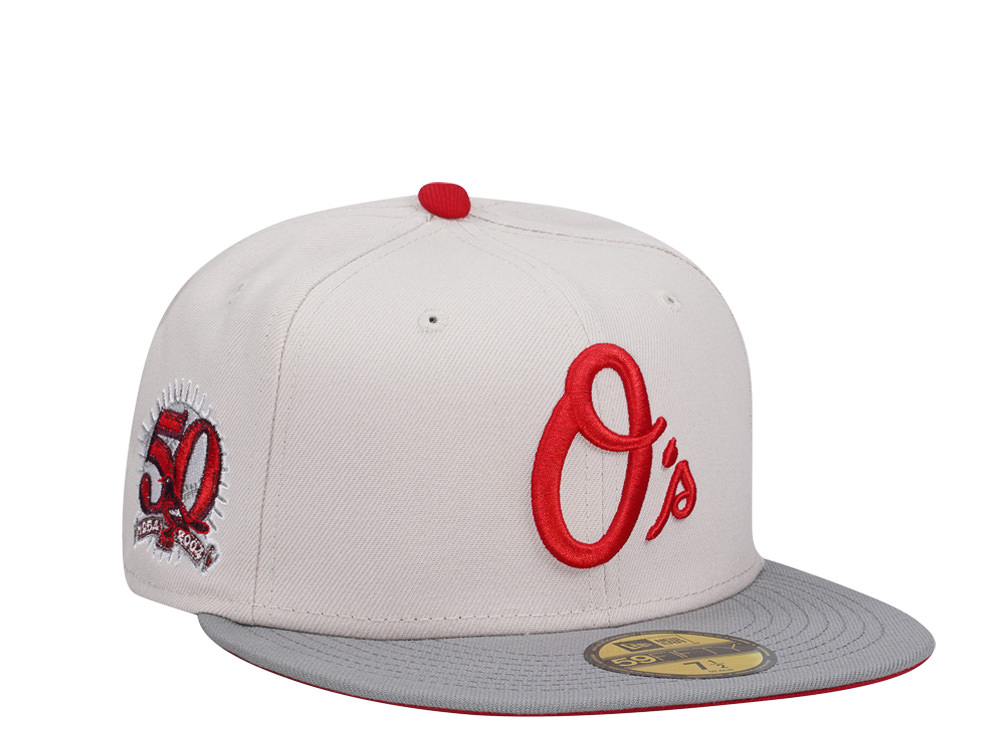 New Era Baltimore Orioles 50th Anniversary Sneaky Stone Two Tone Edition 59Fifty Fitted Gorra