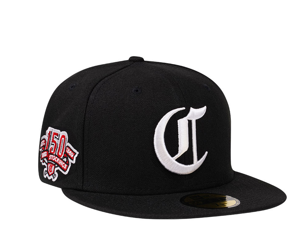 New Era Cincinnati Reds 150th Anniversary Black and Red 59Fifty Fitted Gorra