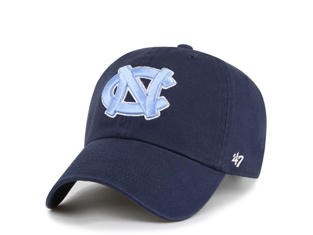 47Brand North Carolina Tar Heels Navy Clean Up Strapback Gorra