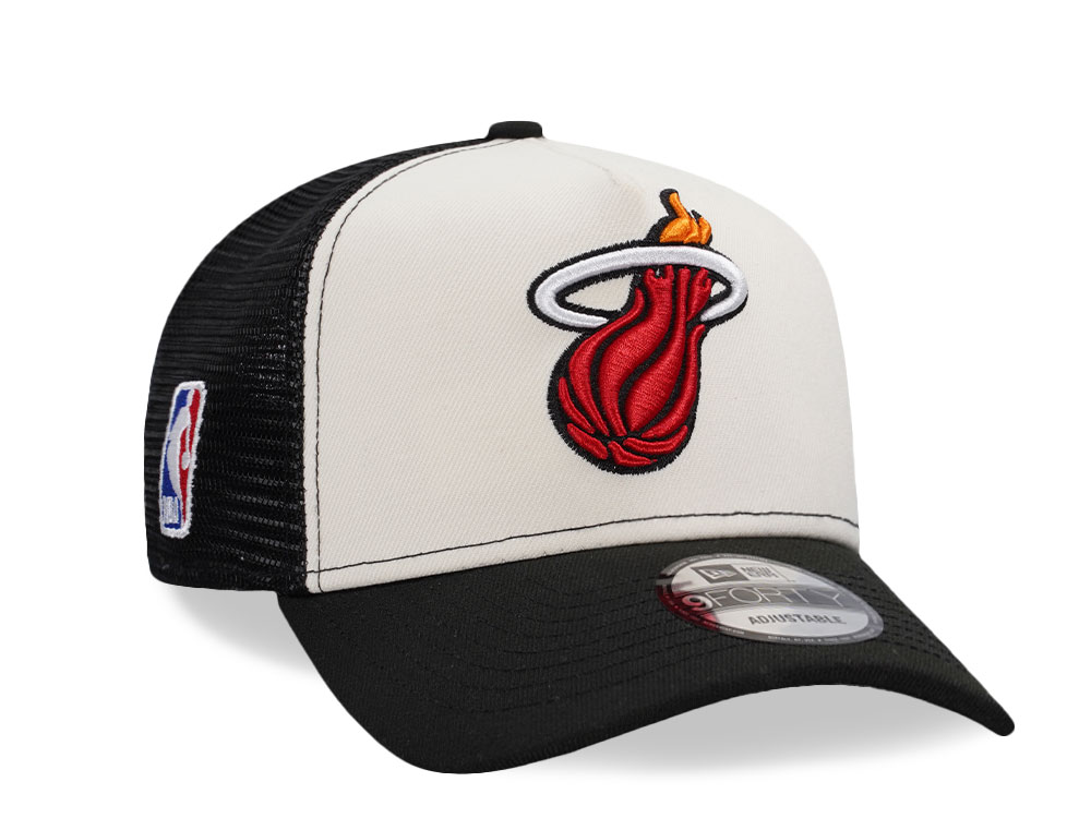 New Era Miami Heat White 9Forty A Frame Trucker Snapback Gorra