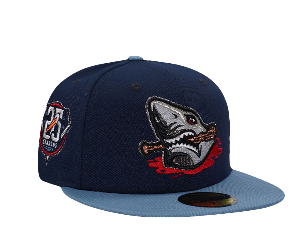 New Era Myrtle Beach Pelicans 25 Seasons Ocean Blue Two Tone Edition 59Fifty Fitted Gorra
