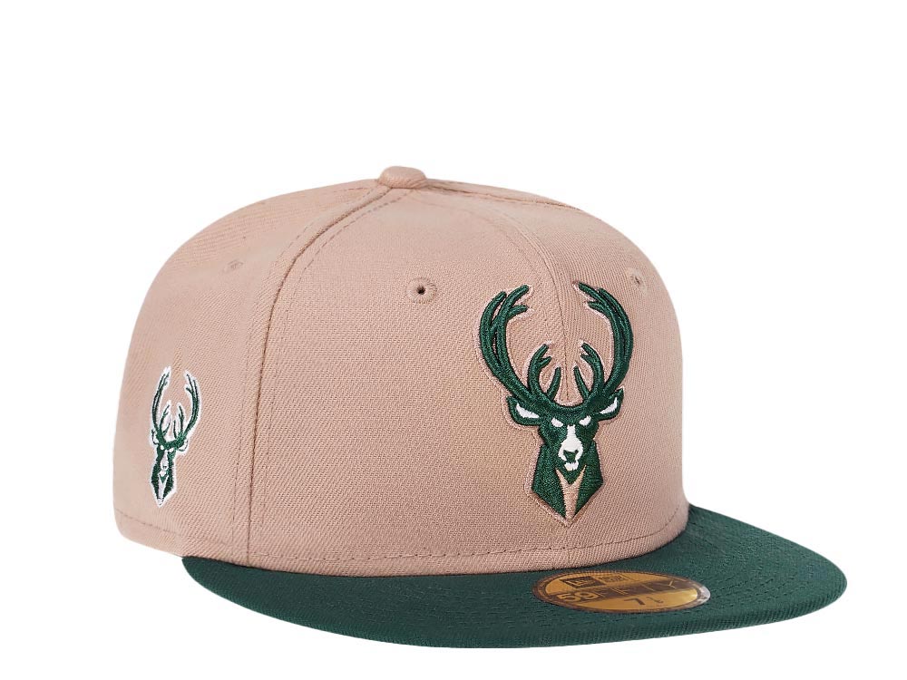 New Era Milwaukee Bucks Tan Two Tone Edition 59Fifty Fitted Gorra