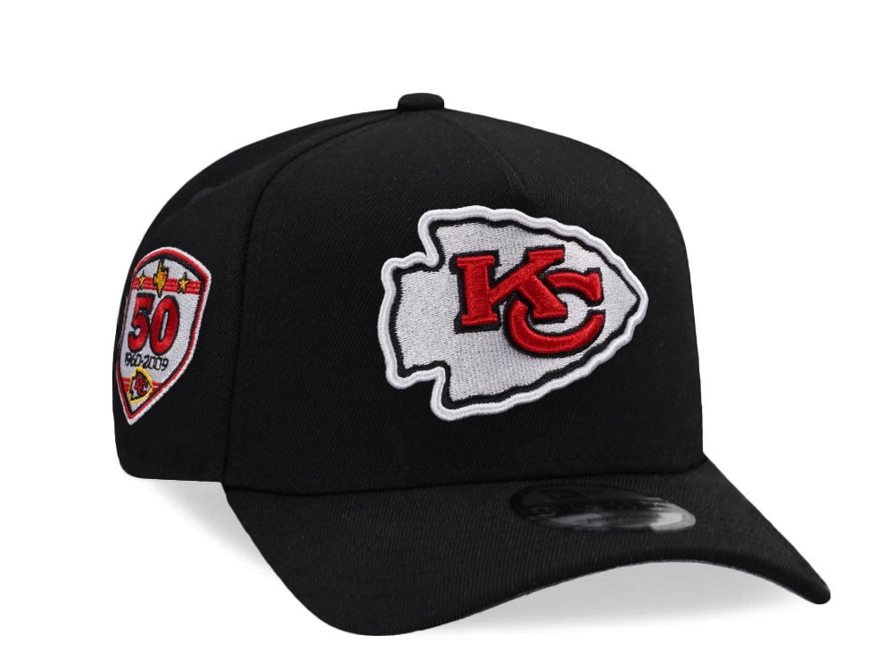 New Era Kansas City Chiefs 50th Anniversary Black Prime Edition 9Forty A Frame Snapback Gorra