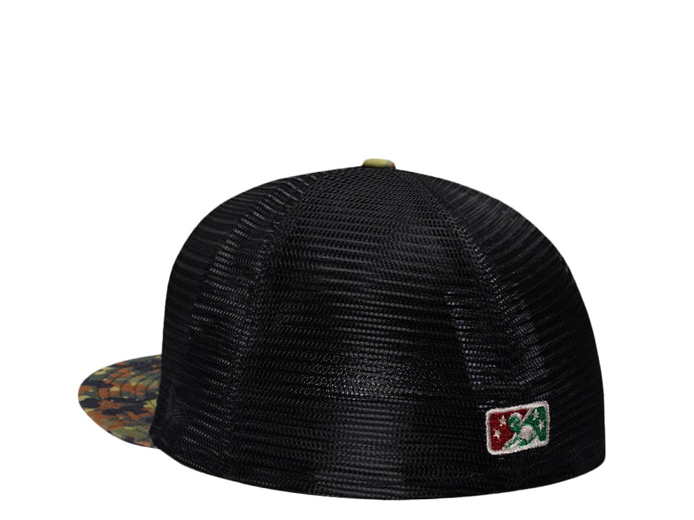 New Era Buffalo Bisons 25th Anniversary Flecktarn Copper Trucker Edition 59Fifty Fitted Gorra