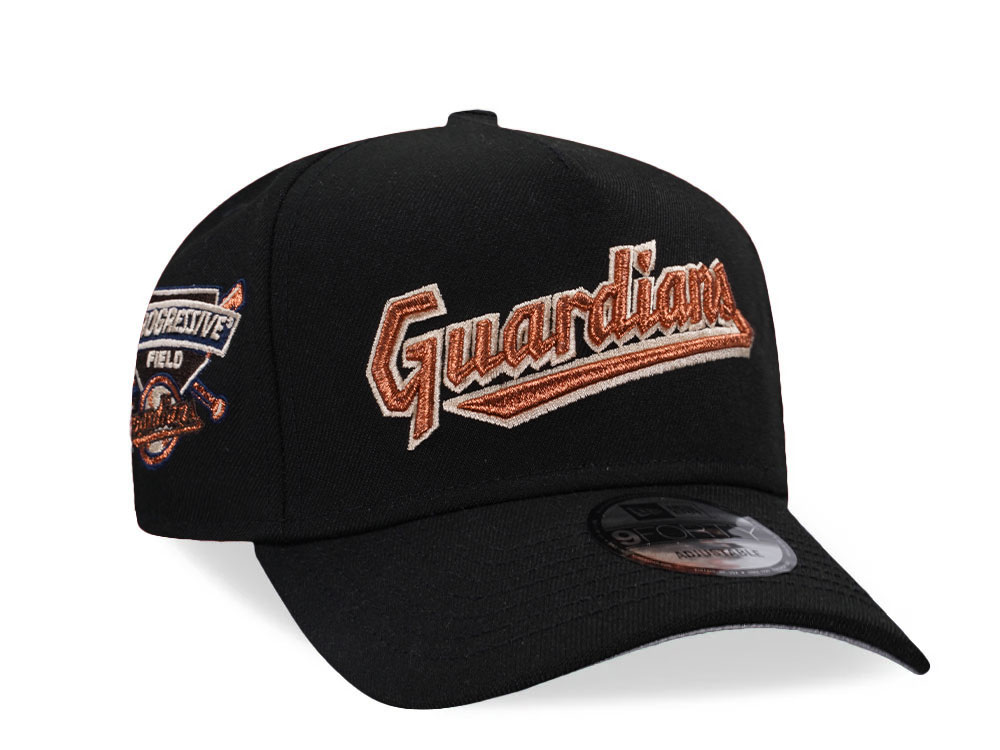 New Era Cleveland Guardians Progressive Field Black Copper 9Forty A Frame Snapback Gorra