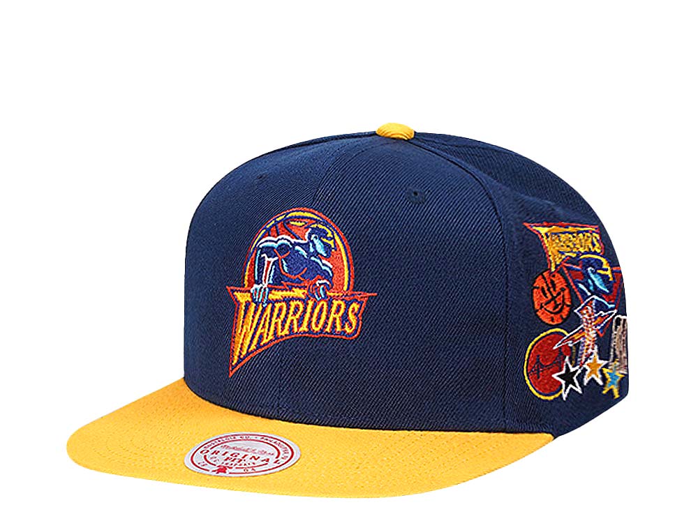 Mitchell & Ness Golden State Warriors Patch Overload Hardwood Classic Snapback Gorra