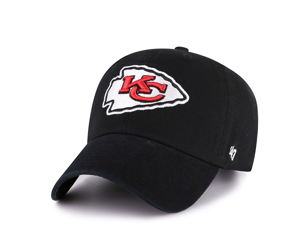 47Brand Kansas City Chiefs Black Classic Edition Clean Up Strapback Gorra