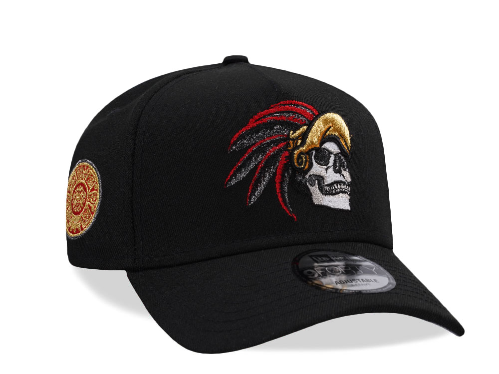 New Era Mexico Aztec Skull Warrior Metallic Black Prime Edition 9Forty A Frame Snapback Gorra