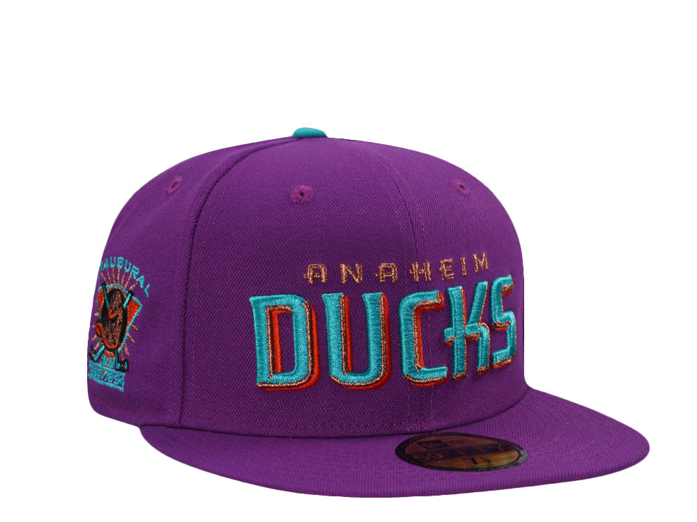 New Era Anaheim Ducks Inaugural Season Purple Prime Edition 59Fifty Fitted Gorra