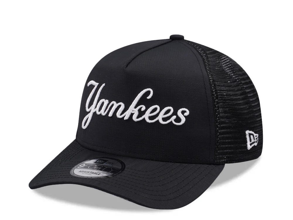 New Era New York Yankees Script Black Prime Edition 9Forty A Frame Trucker Snapback Gorra