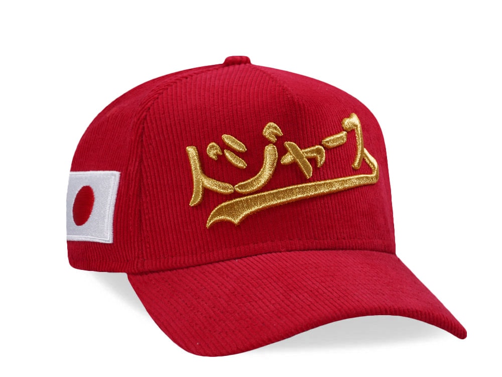 New Era Los Angeles Dodgers Japan Corduroy Scarlet Prime Edition 9Forty A Frame Snapback Gorra