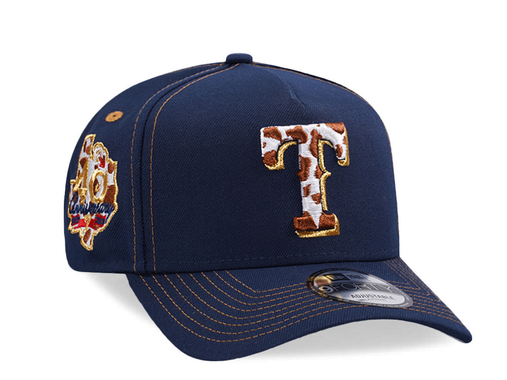 New Era Texas Rangers 40th Anniversary Cow Ocean Blue Prime Edition 9Forty A Frame Snapback Gorra