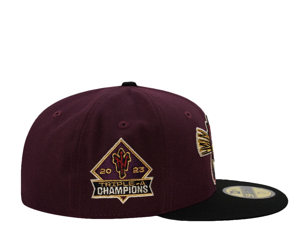 New Era Norfolk Tides Triple A Champions 2023 Maroon Two Tone Edition 59Fifty Fitted Gorra