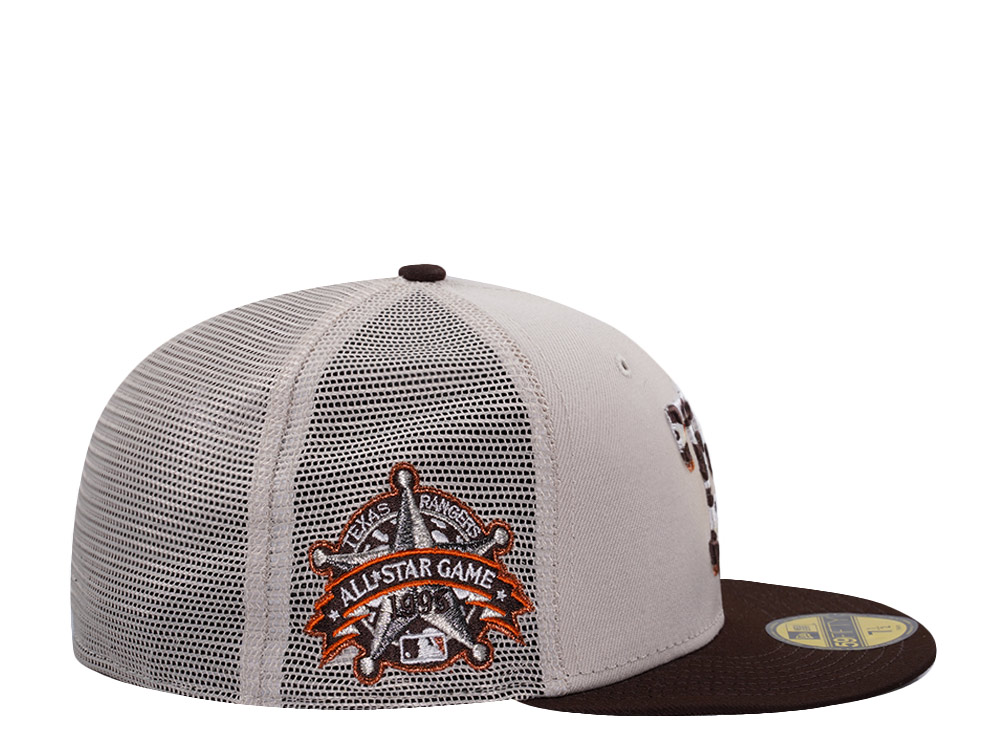New Era Texas Rangers All Star Game 1995 Stone Two Tone Edition 59Fifty Trucker Fitted Gorra