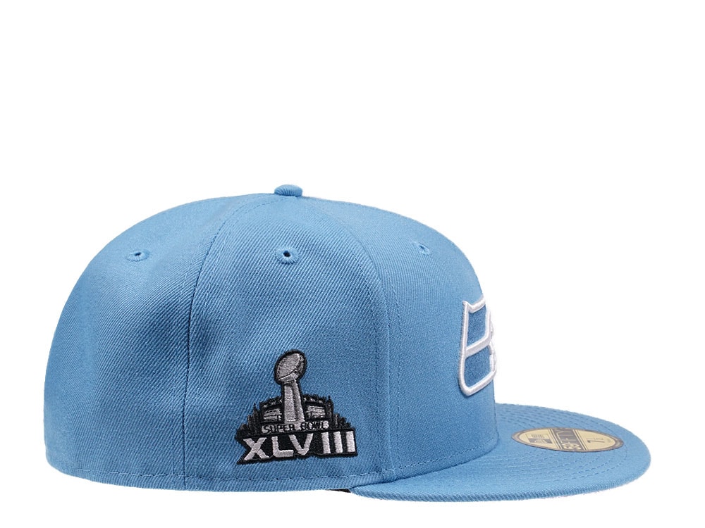 New Era Seattle Seahawks Super Bowl XLVIII Sky Blue Edition 59Fifty Fitted Gorra