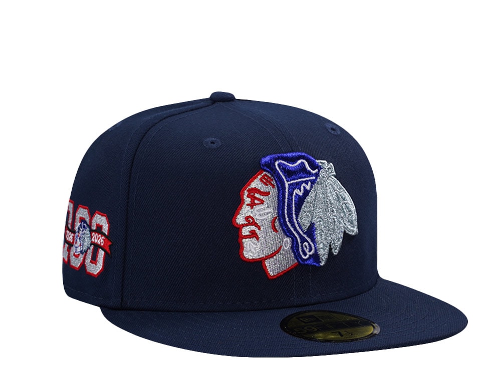 New Era Chicago Blackhawks 100th Anniversary Ocean Blue Prime Edition 59Fifty Fitted Gorra