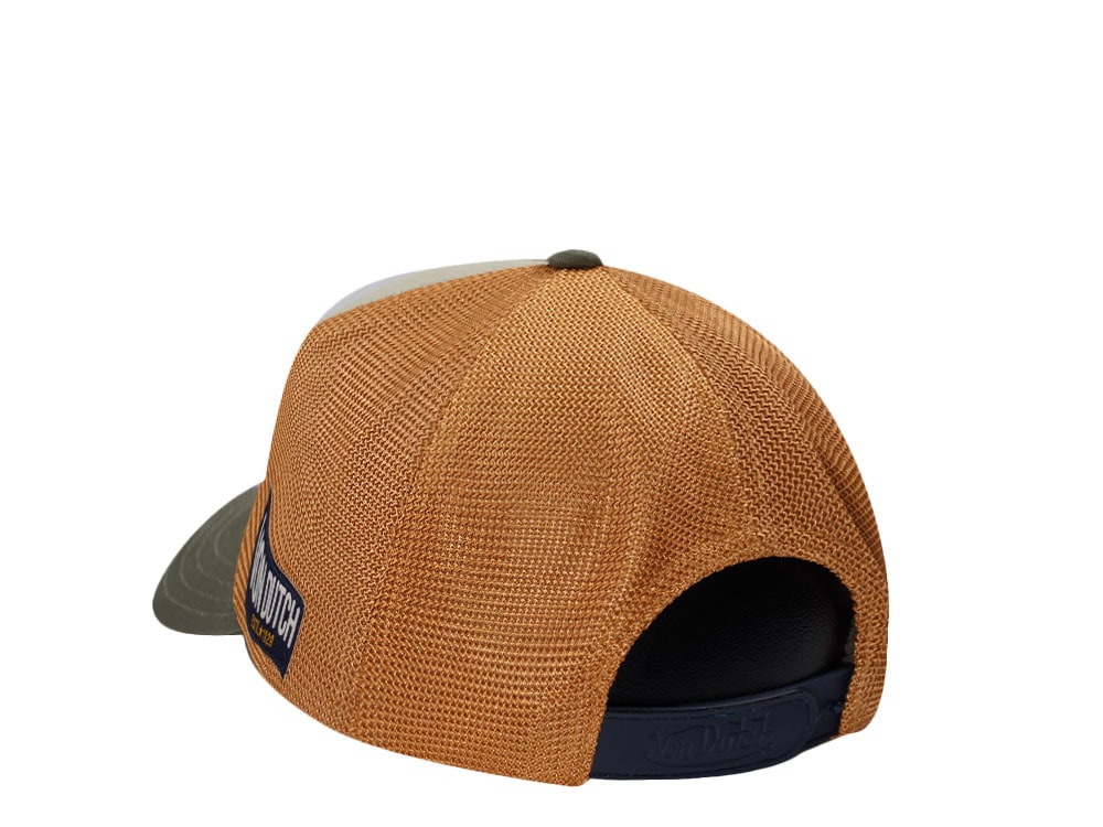 Von Dutch Square Patch Dark Green Yellow Trucker Snapback Gorra