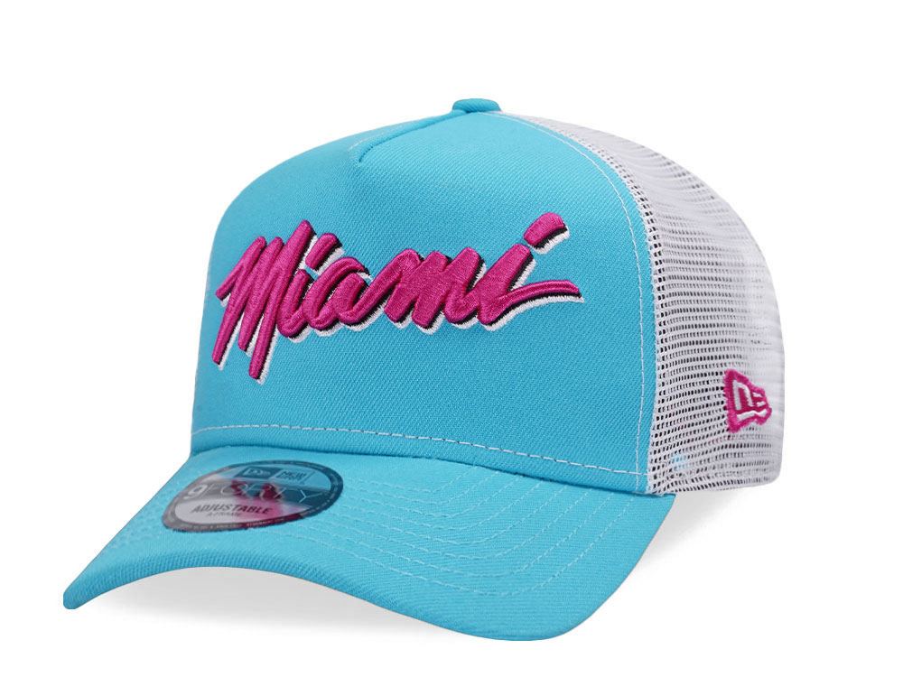 New Era Miami Heat Teal Summer Trucker Edition 9Forty A Frame Snapback Gorra