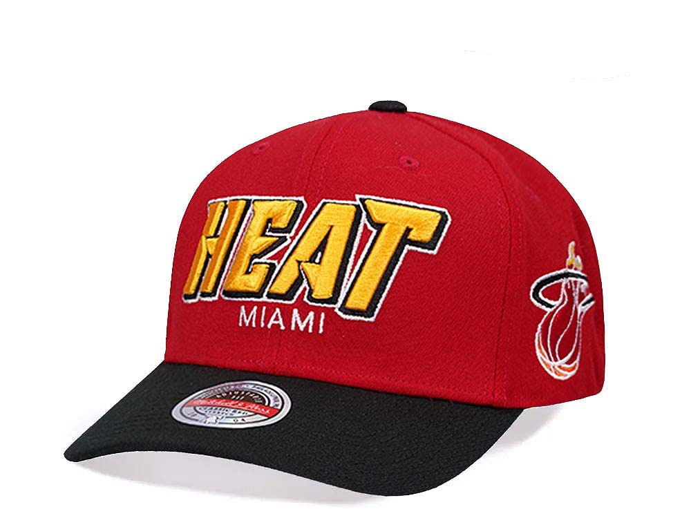 Mitchell & Ness Miami Heat Shredder Stretch Hardwood Classic Red Flex Snapback Gorra